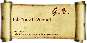 Gönczi Vencel névjegykártya